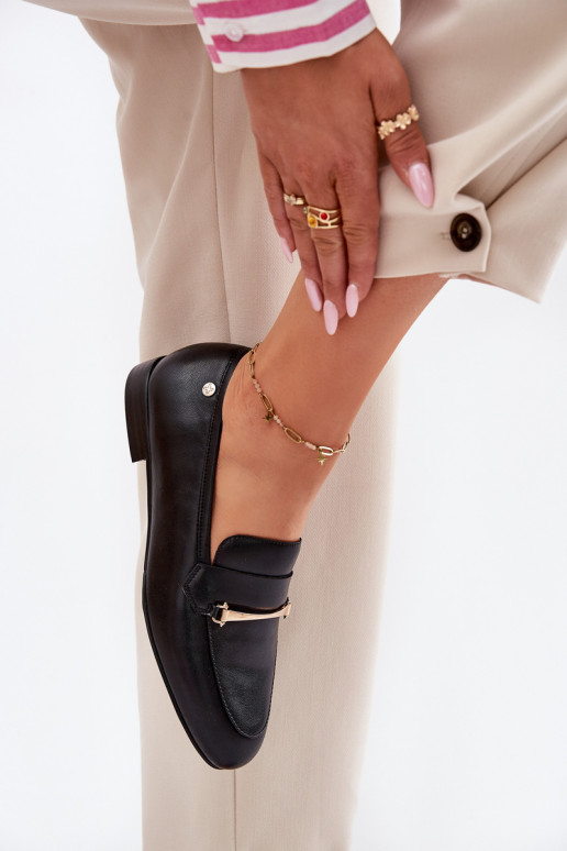 Piel zapatos mocasines de mujer Tiene queciejka K6809-01 de color negro Piel zapatos mocasines de mujer Tiene queciejka K6809-01 de color negro