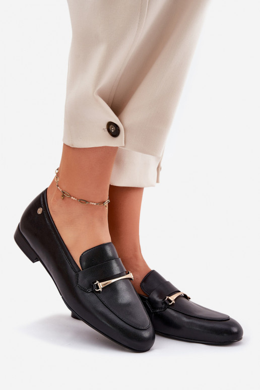 Piel zapatos mocasines de mujer Tiene queciejka K6809-01 de color negro Piel zapatos mocasines de mujer Tiene queciejka K6809-01 de color negro