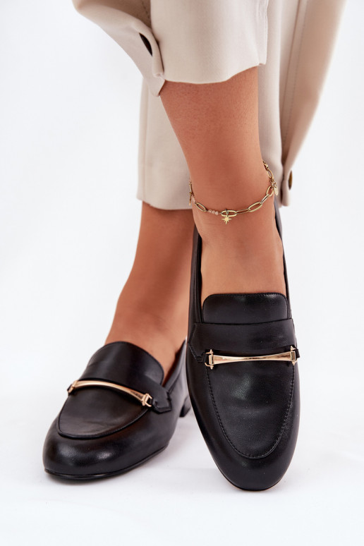 Piel zapatos mocasines de mujer Tiene queciejka K6809-01 de color negro Piel zapatos mocasines de mujer Tiene queciejka K6809-01 de color negro