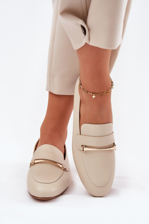Piel zapatos mocasines de mujer Tiene queciejka K6809-04 beige Piel zapatos mocasines de mujer Tiene queciejka K6809-04 beige