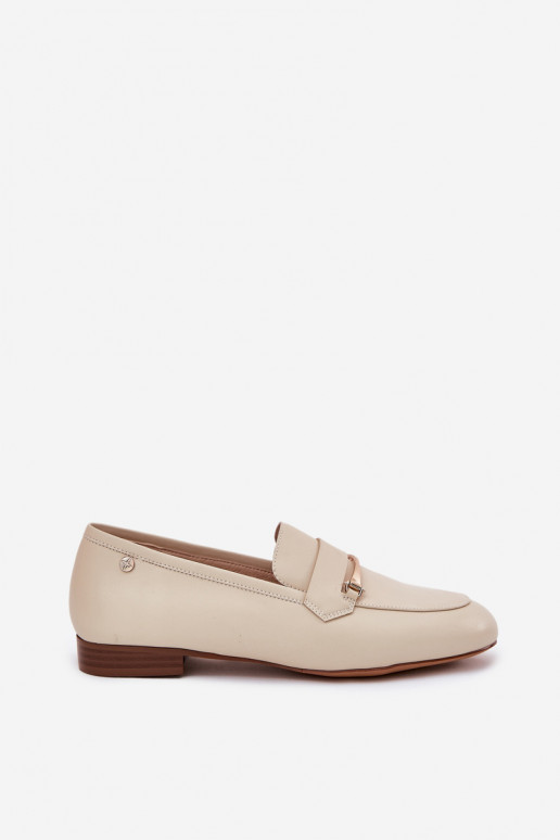 Piel zapatos mocasines de mujer Tiene queciejka K6809-04 beige Piel zapatos mocasines de mujer Tiene queciejka K6809-04 beige