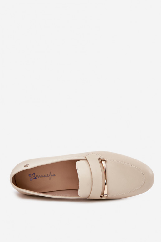 Piel zapatos mocasines de mujer Tiene queciejka K6809-04 beige Piel zapatos mocasines de mujer Tiene queciejka K6809-04 beige