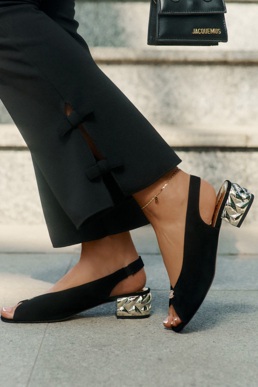 de gamuza Estilo elegante Sandalias de mujer CheBello 4724 de color negro de gamuza Estilo elegante Sandalias de mujer CheBello 4724 de color negro