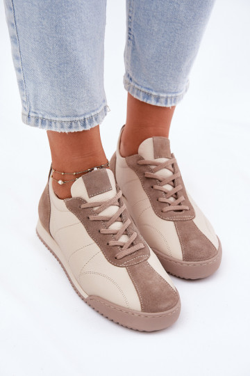Zapatillas deportivas de cuero Laura Messi 2935 color arena