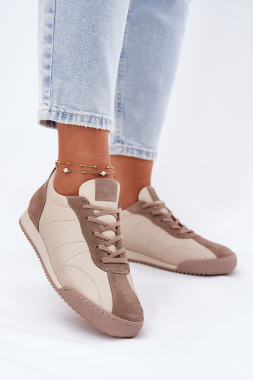 Piel zapatillas Femenino Laura Messi 2935 beige 2