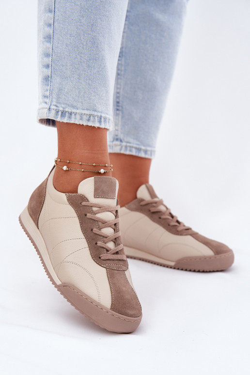 Piel zapatillas Femenino Laura Messi 2935 beige