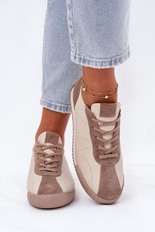 Piel zapatillas Femenino Laura Messi 2935 beige