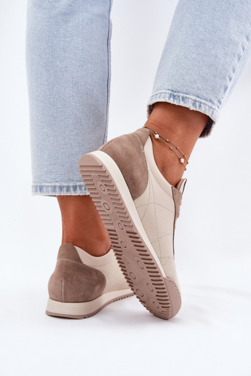 Piel zapatillas Femenino Laura Messi 2935 beige