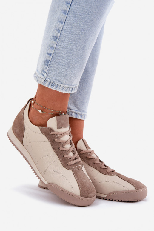 Piel zapatillas Femenino Laura Messi 2935 beige