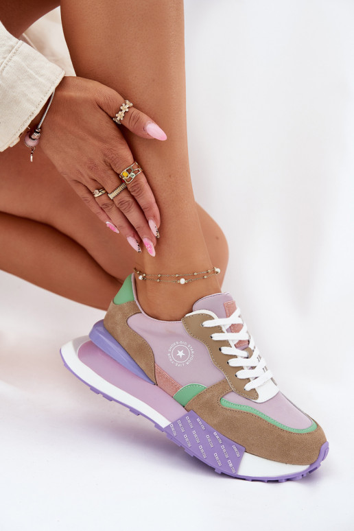 de gamuza Zapatillas modelo zapatos. Femenino con una plataforma Big Star RR274815 HI-POLY SYSTEM color rosa