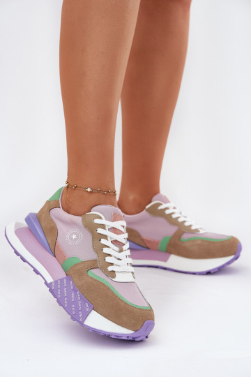 de gamuza Zapatillas modelo zapatos. Femenino con una plataforma Big Star RR274815 HI-POLY SYSTEM color rosa 2