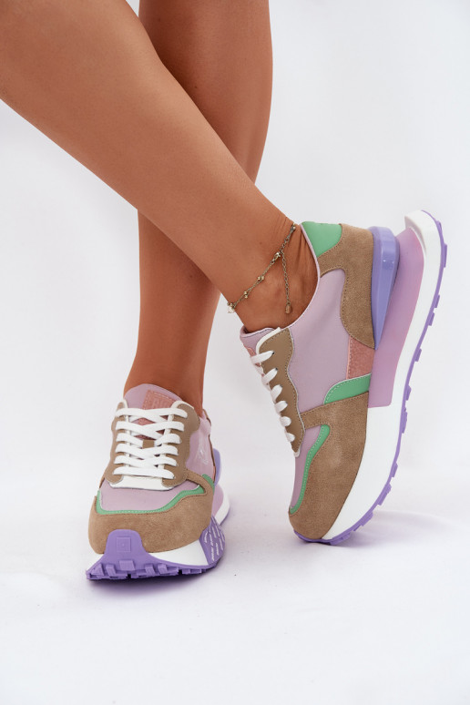 de gamuza Zapatillas modelo zapatos. Femenino con una plataforma Big Star RR274815 HI-POLY SYSTEM color rosa