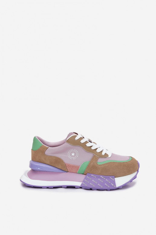 de gamuza Zapatillas modelo zapatos. Femenino con una plataforma Big Star RR274815 HI-POLY SYSTEM color rosa