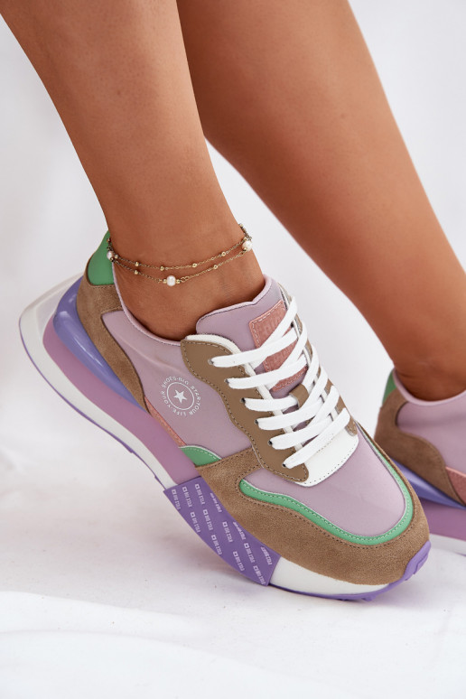 de gamuza Zapatillas modelo zapatos. Femenino con una plataforma Big Star RR274815 HI-POLY SYSTEM color rosa