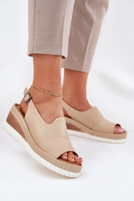Sandalias de mujer Piel en una cuña Artiker 56C0919 beige Sandalias de mujer Piel en una cuña Artiker 56C0919 beige
