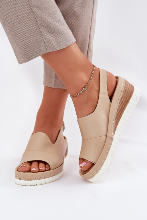 Sandalias de mujer Piel en una cuña Artiker 56C0919 beige Sandalias de mujer Piel en una cuña Artiker 56C0919 beige