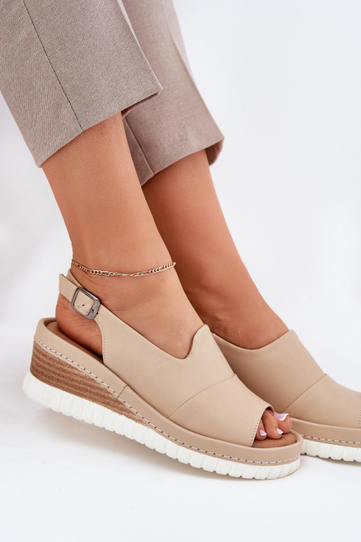 Sandalias de mujer Piel en una cuña Artiker 56C0919 beige Sandalias de mujer Piel en una cuña Artiker 56C0919 beige
