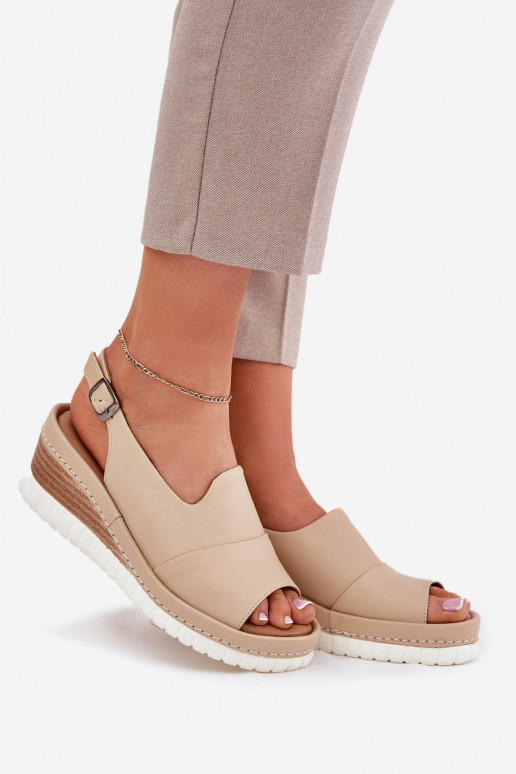 Sandalias de mujer Piel en una cuña Artiker 56C0919 beige Sandalias de mujer Piel en una cuña Artiker 56C0919 beige