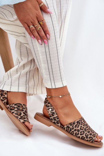 Zazoo 40327 zapatillas de piel slip-on con estampado de leopardo