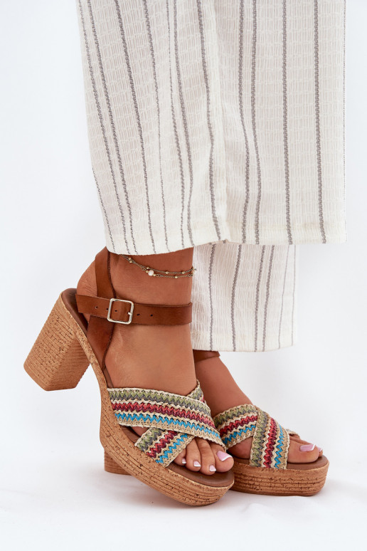 Sandalias de mujer con tacones. Con Trenza a pasarkach Zazoo 40460 color marrón Sandalias de mujer con tacones. Con Trenza a pasarkach Zazoo 40460 color marrón