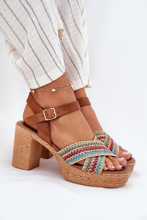 Sandalias de mujer con tacones. Con Trenza a pasarkach Zazoo 40460 color marrón Sandalias de mujer con tacones. Con Trenza a pasarkach Zazoo 40460 color marrón