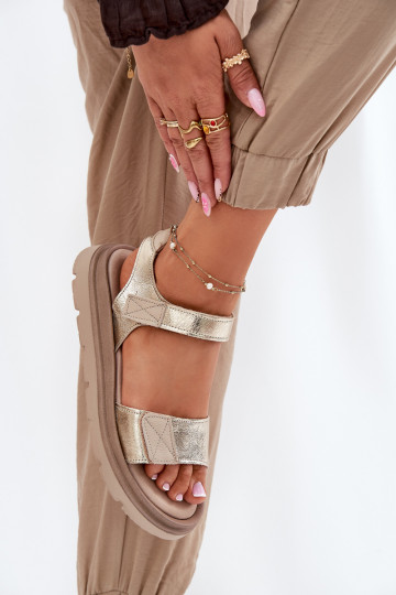 Sandalias de mujer Femenino con una plataforma Zazoo 40443 color dorado