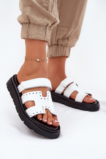 con efecto barniz zapatillas de mujerActivadoturalnej Skóry con una plataforma Zazoo 40440 el color blanco