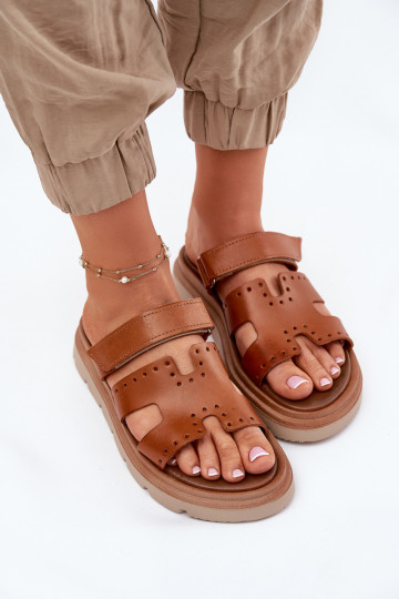 zapatillas de mujerActivadoturalnej Skóry con una plataforma Zazoo 40440 color marrón