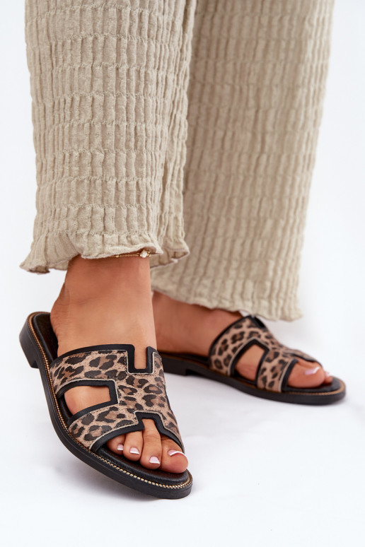 Piel isósceles Zapatillas con estampados de piel de leopardo Zazoo 40383 de color negro Piel isósceles Zapatillas con estampados de piel de leopardo Zazoo 40383 de color negro