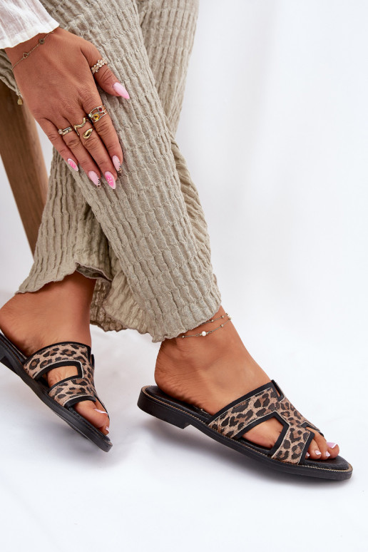 Piel isósceles Zapatillas con estampados de piel de leopardo Zazoo 40383 de color negro Piel isósceles Zapatillas con estampados de piel de leopardo Zazoo 40383 de color negro