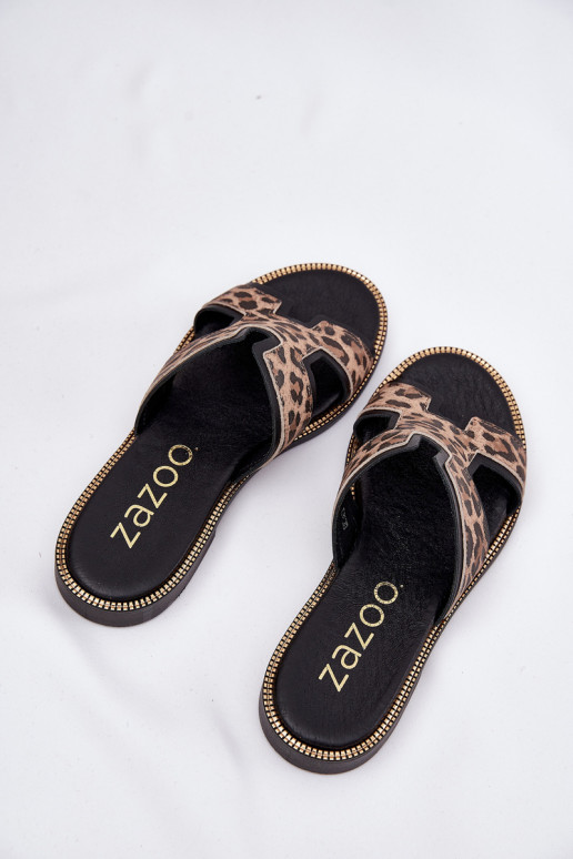 Piel isósceles Zapatillas con estampados de piel de leopardo Zazoo 40383 de color negro Piel isósceles Zapatillas con estampados de piel de leopardo Zazoo 40383 de color negro