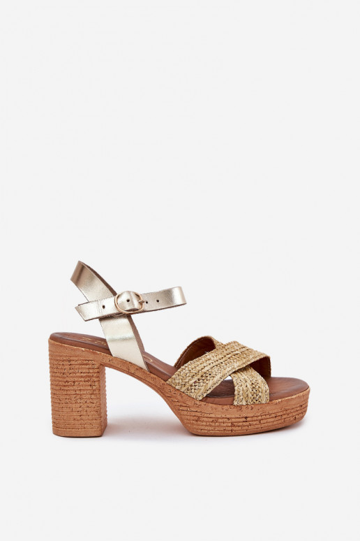 Sandalias de mujer con tacones. Con Trenza a pasarkach Zazoo 40460 color dorado Sandalias de mujer con tacones. Con Trenza a pasarkach Zazoo 40460 color dorado