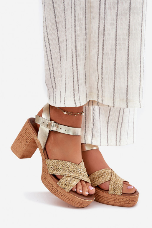 Sandalias de mujer con tacones. Con Trenza a pasarkach Zazoo 40460 color dorado Sandalias de mujer con tacones. Con Trenza a pasarkach Zazoo 40460 color dorado