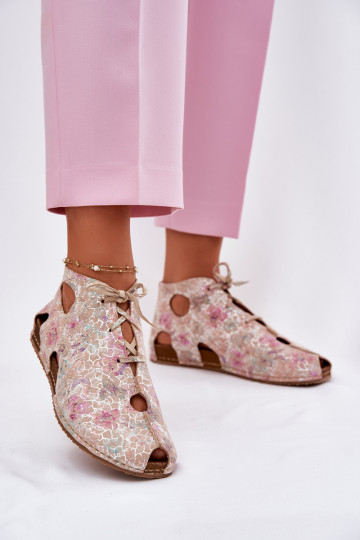 Estampado Piel Botas Tiene queciejka 03426-48 beige