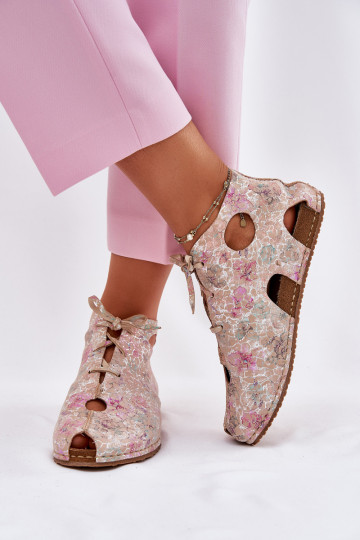 Estampado Piel Botas Tiene queciejka 03426-48 beige 2