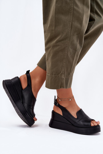 Piel Femenino Sandalias plataforma Artiker 52C0484 de color negro