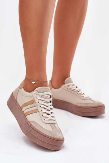 Zapatillas de piel de hombre con plataforma Zazoo N1234 color arena 2
