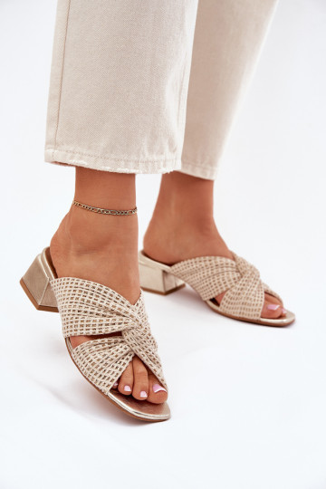 zapatillas de mujer reloj Tiene queciejka 06955-25 beige-color dorado
