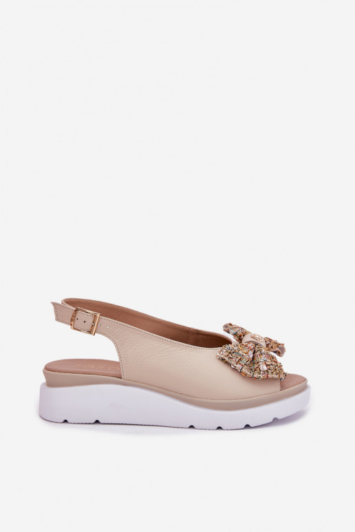 Sandalias de mujer Femenino en una cuña con cintas Zazoo 1882 beige Sandalias de mujer Femenino en una cuña con cintas Zazoo 1882 beige