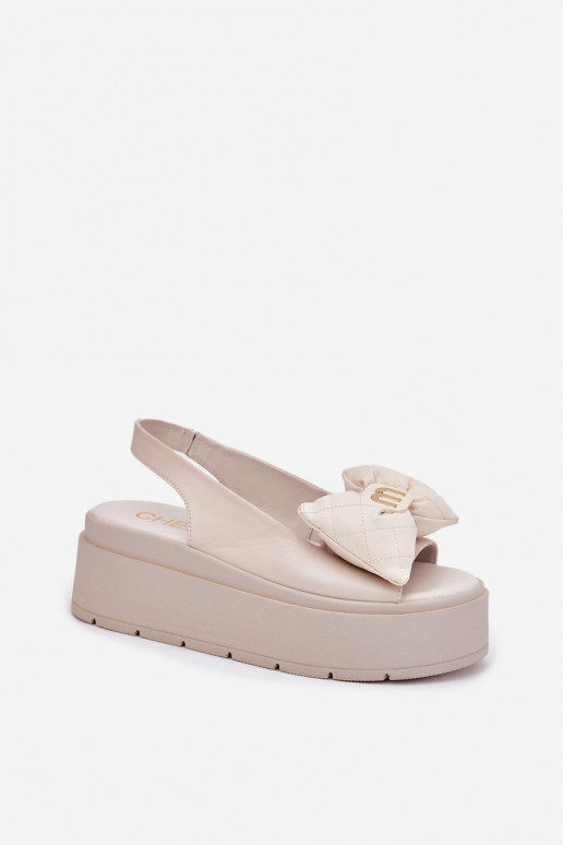 Sandalias de mujer Femenino con una plataforma con cintas CheBello 4641 beige Sandalias de mujer Femenino con una plataforma con cintas CheBello 4641 beige