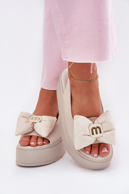 Sandalias de mujer Femenino con una plataforma con cintas CheBello 4641 beige Sandalias de mujer Femenino con una plataforma con cintas CheBello 4641 beige