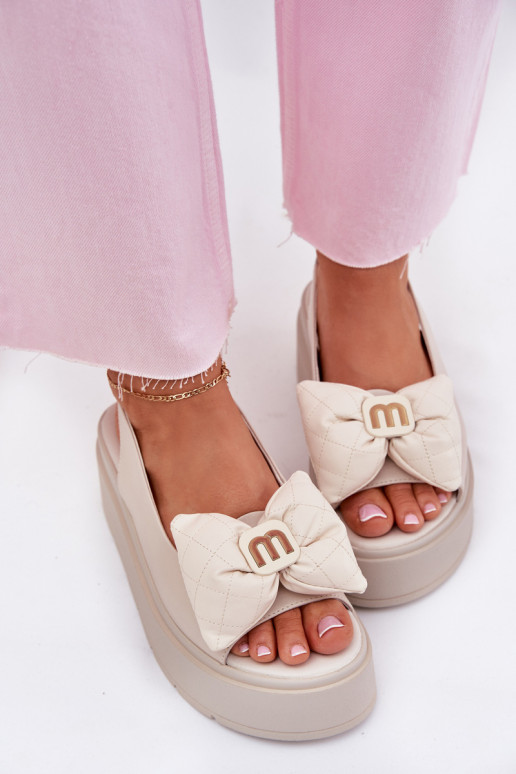 Sandalias de mujer Femenino con una plataforma con cintas CheBello 4641 beige Sandalias de mujer Femenino con una plataforma con cintas CheBello 4641 beige