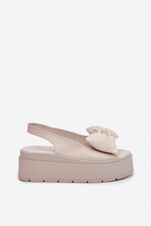 Sandalias de mujer Femenino con una plataforma con cintas CheBello 4641 beige Sandalias de mujer Femenino con una plataforma con cintas CheBello 4641 beige