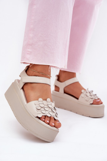 Sandalias de mujer Femenino con una plataforma CheBello 4701 beige 2