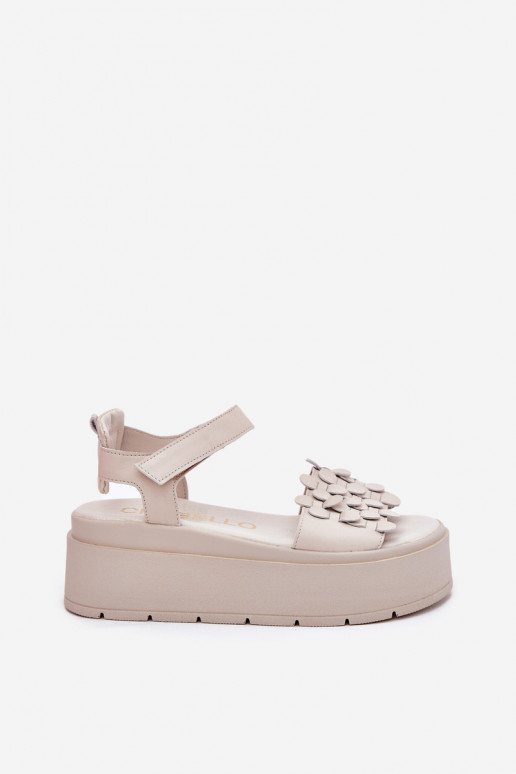 Sandalias de mujer Femenino con una plataforma CheBello 4701 beige Sandalias de mujer Femenino con una plataforma CheBello 4701 beige