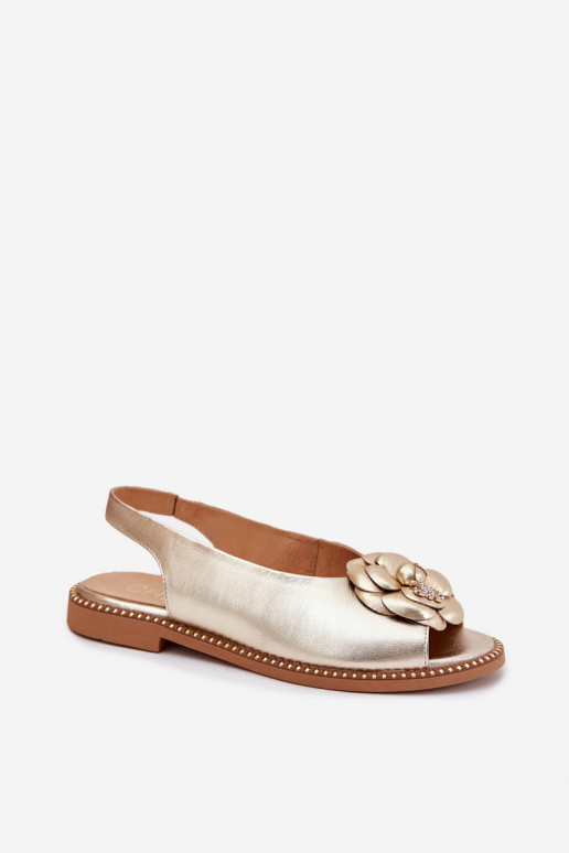 Piel Sandalias planas con adornos CheBello 4642 color dorado Piel Sandalias planas con adornos CheBello 4642 color dorado