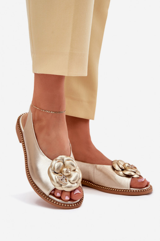 Piel Sandalias planas con adornos CheBello 4642 color dorado Piel Sandalias planas con adornos CheBello 4642 color dorado