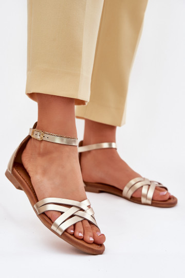 Sandalias doradas para mujer con tacones anchos Tai turiciejka 07029-25 2