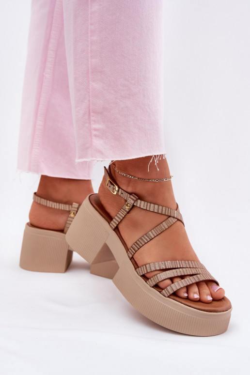 Sandalias de mujer Femenino Tiene queciejka 06990-25 color dorado Sandalias de mujer Femenino Tiene queciejka 06990-25 color dorado