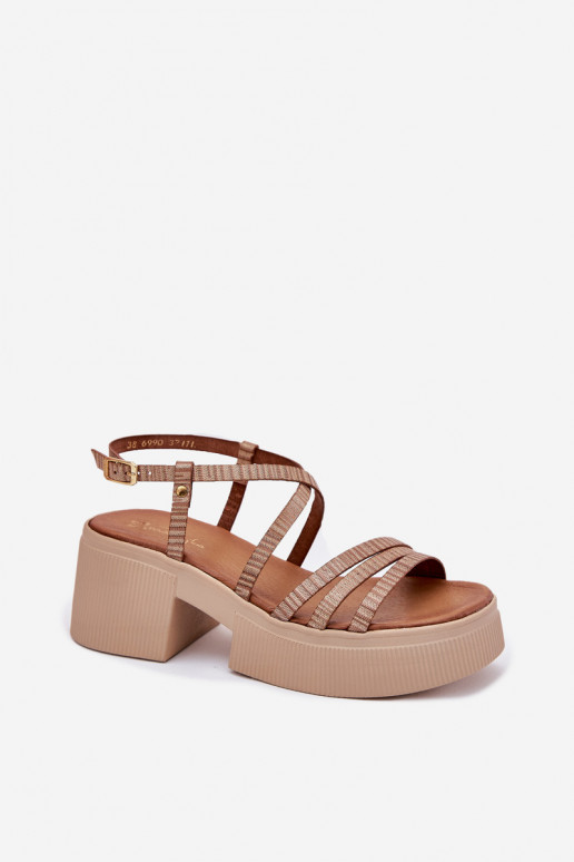 Sandalias de mujer Femenino Tiene queciejka 06990-25 color dorado Sandalias de mujer Femenino Tiene queciejka 06990-25 color dorado